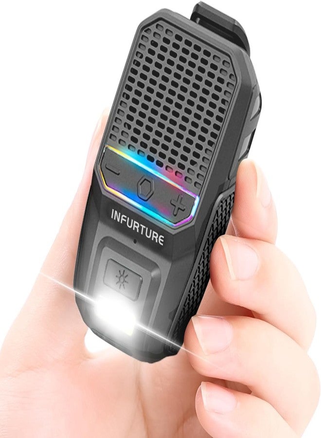 Wearable Waterproof Bluetooth Speaker with RGB/Flashlight-Clip-On Wireless Portable Speaker (Non-Magnetic)-Built-in Noise Reduction Mic for Hands-Free Music/Calls-for Work/Riding/Golf/Outdoor(Black)