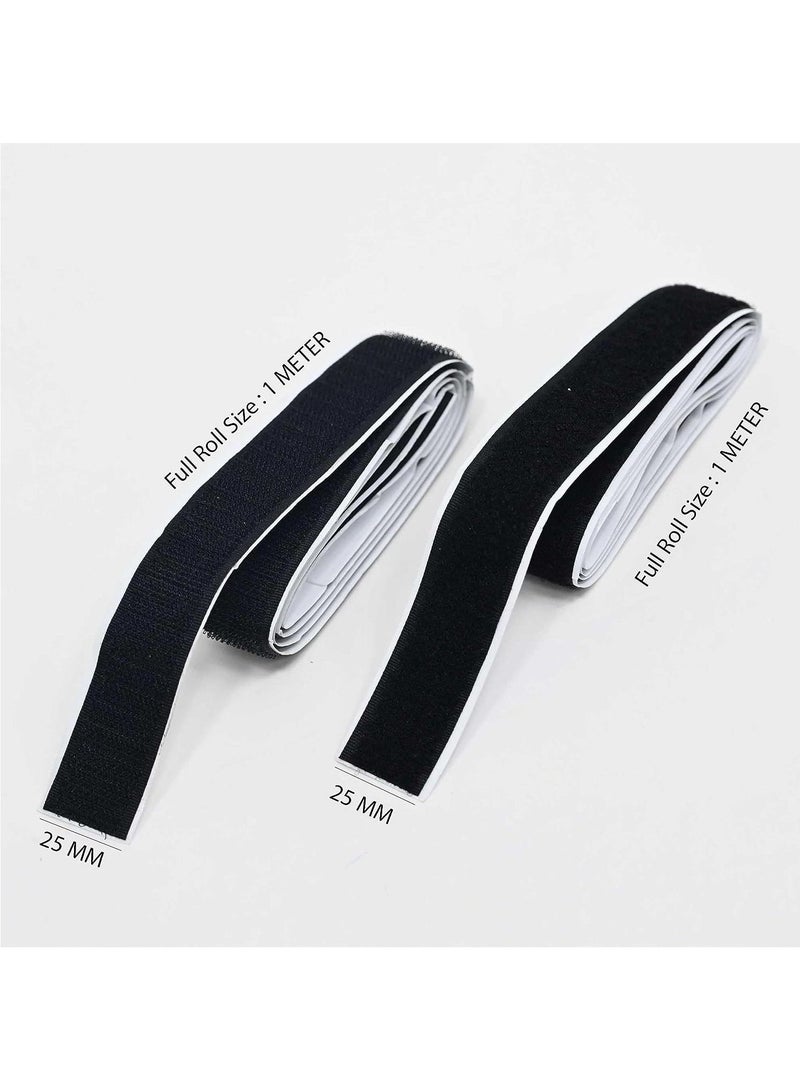FIS Hook & Loop Tape Black Color, 25 mm x 1 Meter, Black Color - FSTAHL25BK - Image 2