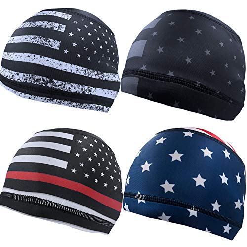 Geyoga 4 Pieces Cooling Skull Cap Helmet Liner Sweat Wicking Running Beanie Head Wrap Cycling Bandana for Men Women(Classic Style) Multicoloured - Image 1