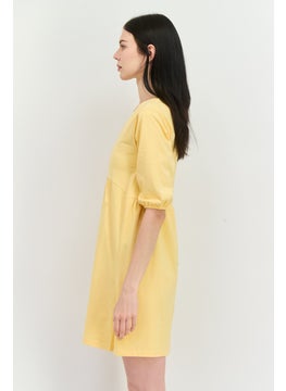 MANGO Women Solid Midi Causal Dress, Peach  - Image 2