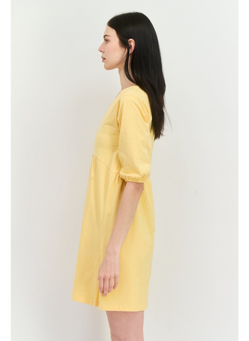 MANGO Women Solid Midi Causal Dress, Peach  - Image 2