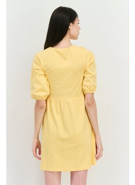 MANGO Women Solid Midi Causal Dress, Peach  - Image 3