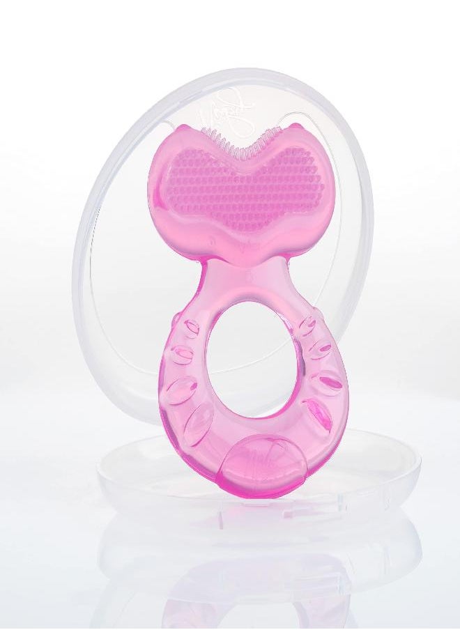Nuby Nuby Silicone Teethe-EEZ Teether with Bristles Includes Hygienic Case, Pink  - Image 2