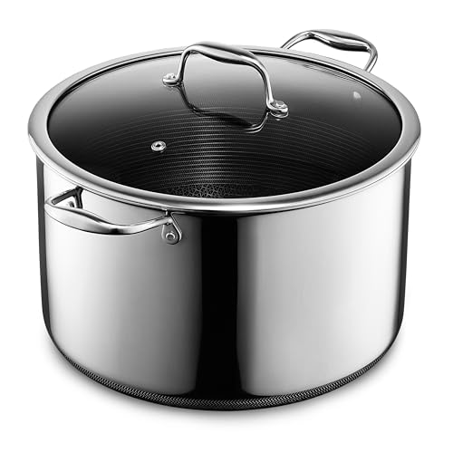 HexClad Hybrid Nonstick 12-Quart Stockpot with Tempered Glass Lid, Stay-Cool Handles, Dishwasher-Friendly, Oven-Safe Up to 900°F, Induction Ready, Compatible with All Cooktops - Image 1