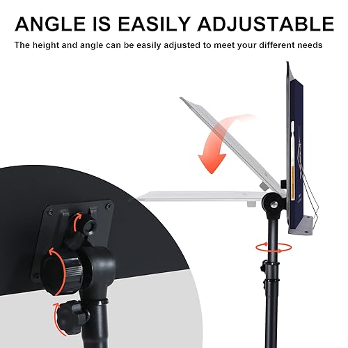 AODSK Sheet Music Stand,5 in 1 Dual-Use Folding Sheet Music Stand & Desktop Book Stand with Portable Carrying Bag & Music Sheet Clip Holder & Sheet Music Book(Black) (AS-M55) - Image 4