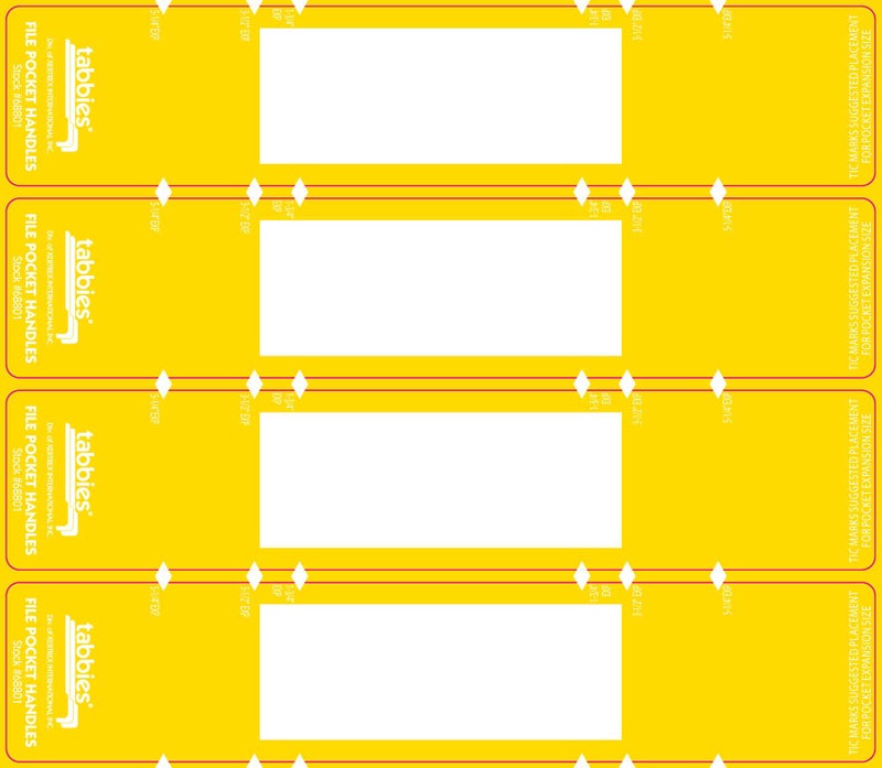 Tabbies File Pocket Handles, 9.63 X 2, Yellow/White, 4/Sheet, 12 Sheets/Pack - Image 1