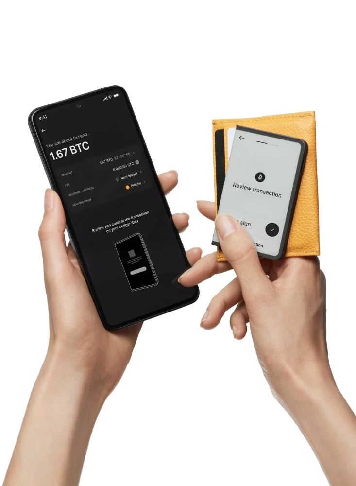 Ledger Stax Hardware Wallet | 3.7" Curved TouchScreen + Recovery Key, Bitcoin Security Safest Crypto Wallet, Bluetooth Connection, Wireless Charging + USB-C, 5000+ Coins & NFT, for iOS & Android