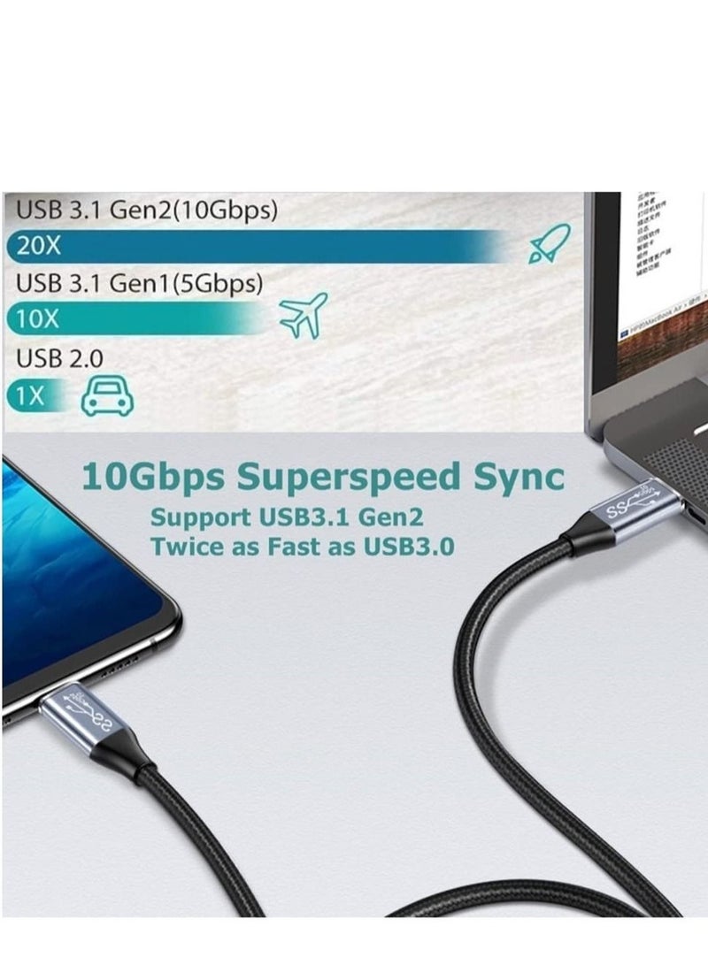 كابتن تيك Right Angle USB C Extension Cable,USB C to USB C 0.5M Male Female Angle Cable, USB C Data Cable USB 3.2 Gen 2 10Gbps Data Transfer USB C 100W Cable, 4K 60Hz USB C Display Cable - Image 3