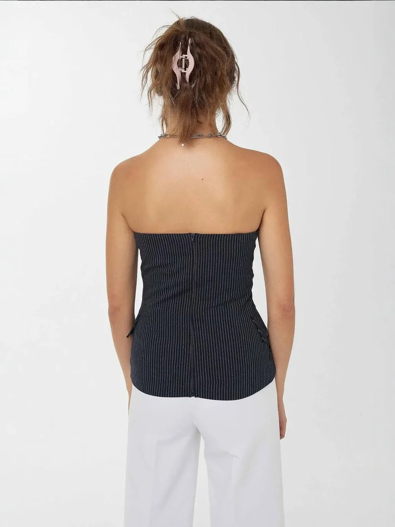 زوبعة بلوزة بدون حمالات مخططة