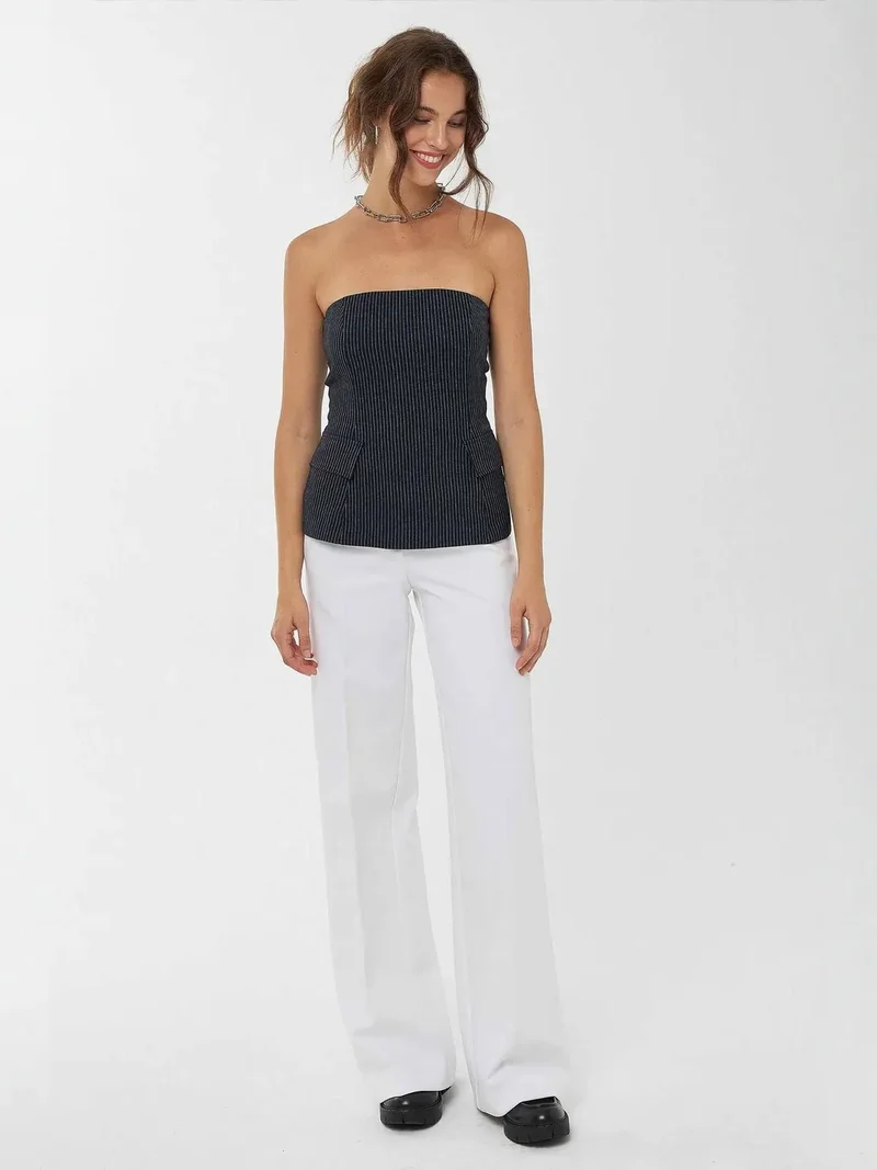 زوبعة بلوزة بدون حمالات مخططة