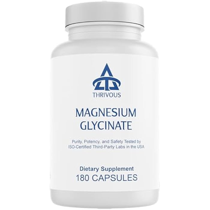 Thrivous Magnesium Glycinate Dietary Supplement, 150 mg per Capsule, 180 Capsules, Third-Party Tested - Image 1