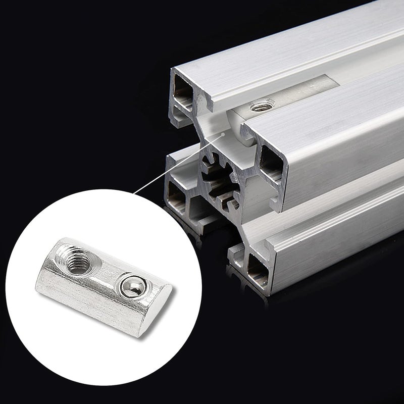 Rierdge 12 Pcs 3030 Series M6 Half Round Roll in Spring T Nuts, Roll in Spring Loaded T Nut for European Standard 30 Series 8mm T-Slot Aluminum Extrusion Profile - Image 4