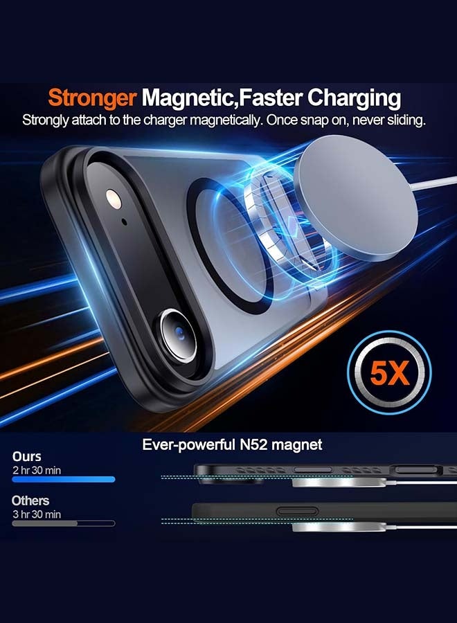Magnetic Case for iPhone 17 Air, [Strong N52 Magnetic Compatibility][Military-Grade Shock Protection][Protective Corners][Adjustable Hidden Kickstand] Semi-Translucent Frosted Drop Protection Phone Case for iPhone 17 Air 6.5 inch, Black - Image 4