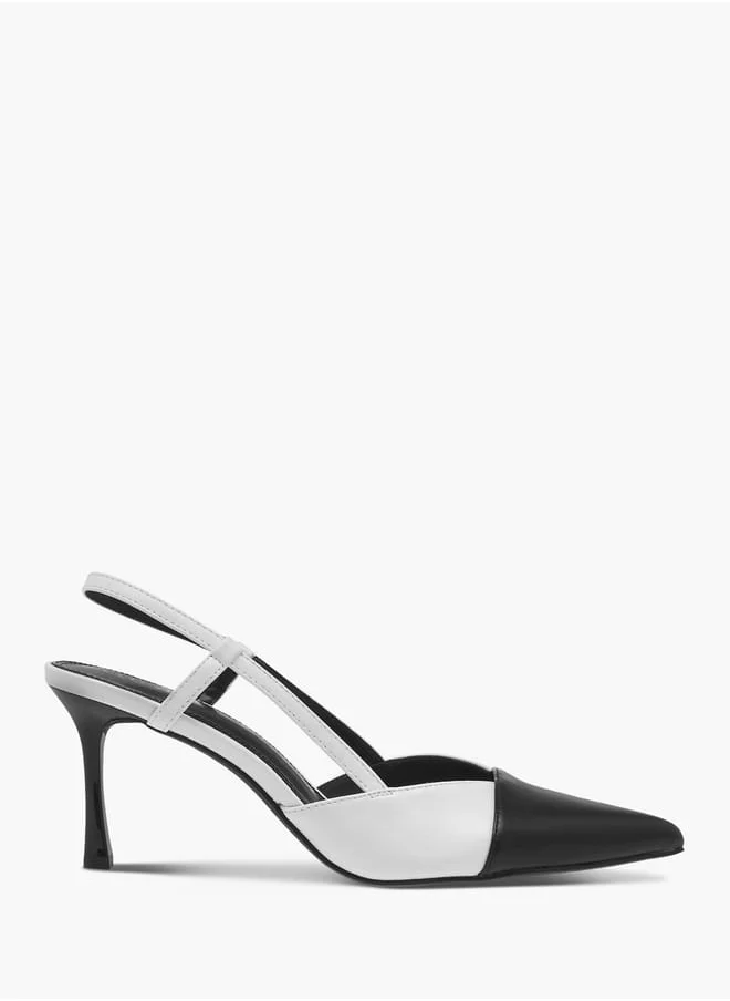 Celeste Women's Panelled Pointed Toe Slip-On Shoes with Stiletto Heels
