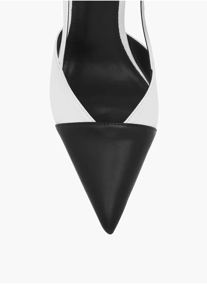 Celeste Women's Panelled Pointed Toe Slip-On Shoes with Stiletto Heels