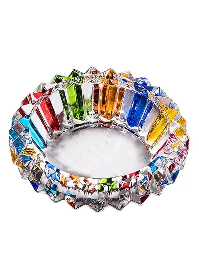 صحن رماد زجاجي ملون بنمط فسيفساء بالأزرق والأخضر والأحمر والأصفر والوردي عبوة واحدة - Image 4