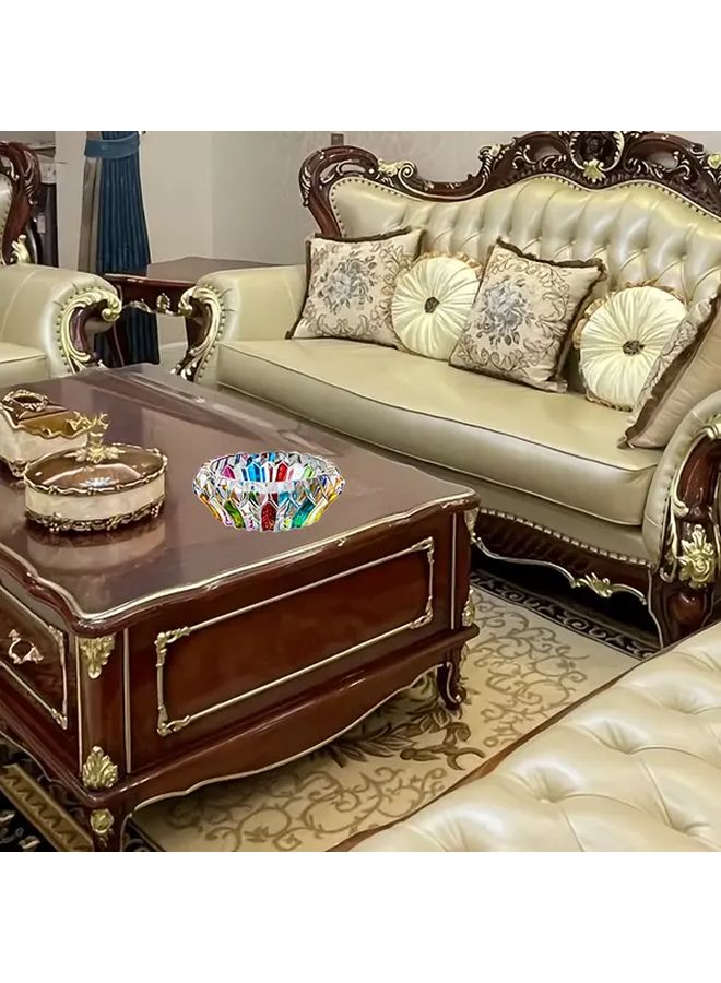 صحن رماد زجاجي ملون بنمط فسيفساء بالأزرق والأخضر والأحمر والأصفر والوردي عبوة واحدة - Image 1