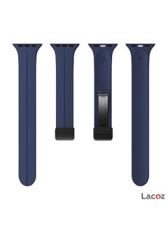 Lacoz Lacoz High Quality Silicone Band iWatch Sports Strap with  Magnetic Lock for Apple Watch 44mm 45mm and Ultra 49mm 8 SE 7 6 5 Midnight Blue  - Image 4