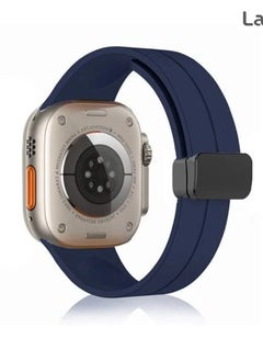Lacoz Lacoz High Quality Silicone Band iWatch Sports Strap with  Magnetic Lock for Apple Watch 44mm 45mm and Ultra 49mm 8 SE 7 6 5 Midnight Blue  - Image 2