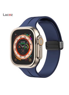 Lacoz Lacoz High Quality Silicone Band iWatch Sports Strap with  Magnetic Lock for Apple Watch 44mm 45mm and Ultra 49mm 8 SE 7 6 5 Midnight Blue  - Image 5