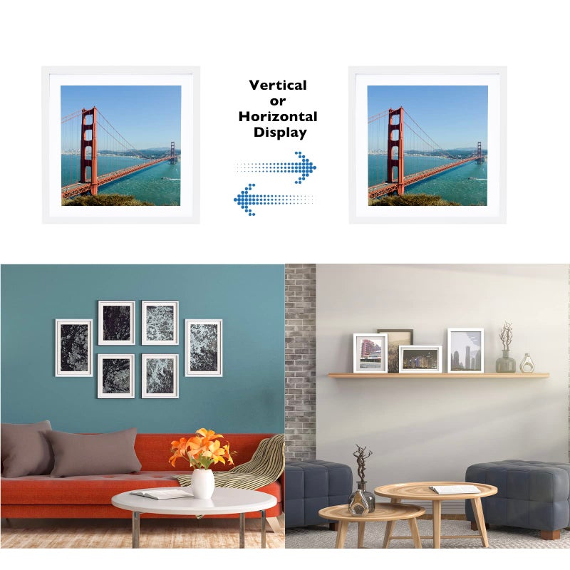HEYTUYA 12x12 Picture Frame White for Wall Hanging  Poster Frame Display 10x10 inch with Mat or 12x12 Without Mat  Square Wall Gallery Photo Frame with Shatter Resistant Plexiglas  White - Image 5