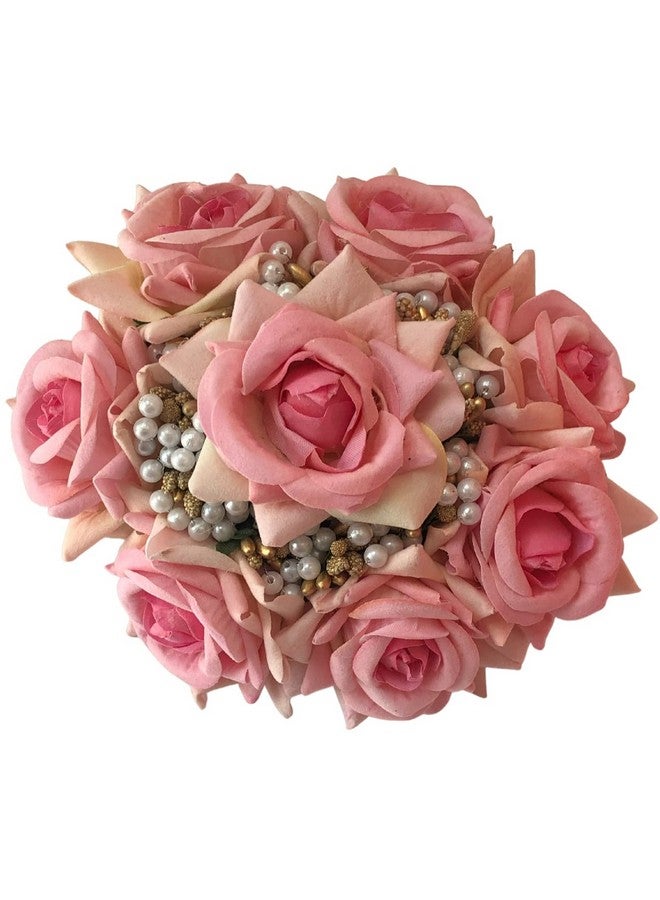 Samyak Beautiful Bridal Big Sized Hair Bun Handmade Juda Bun for Wedding Party Artificial Flowers Based Jumbo Sized Hair Piece Accessory Set Juda Decoration (Baby Pink) - Image 5
