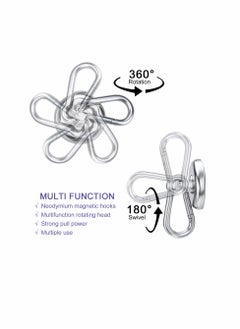 KASTWAVE Carabiner Magnetic Hooks, KASTWAVE 100LBS Strong Heavy Duty Neodymium Magnet Hooks with Swivel Carabiner Hook, Great for Your Kitchen, Refrigerator and Other Magnetic Surfaces (4 Pack) Silvery  - Image 4