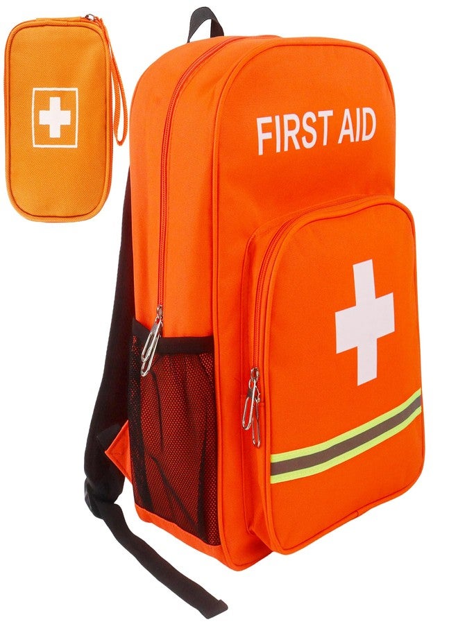 Dmnnlp First Aid Backpack Empty, Orange Emergency Medical Backpack with Portable Bag for Pet First Aid Kits, Home, Car, Travel, Camping, Emergency Supplies Storage 15.8x11.8x6.3 inch