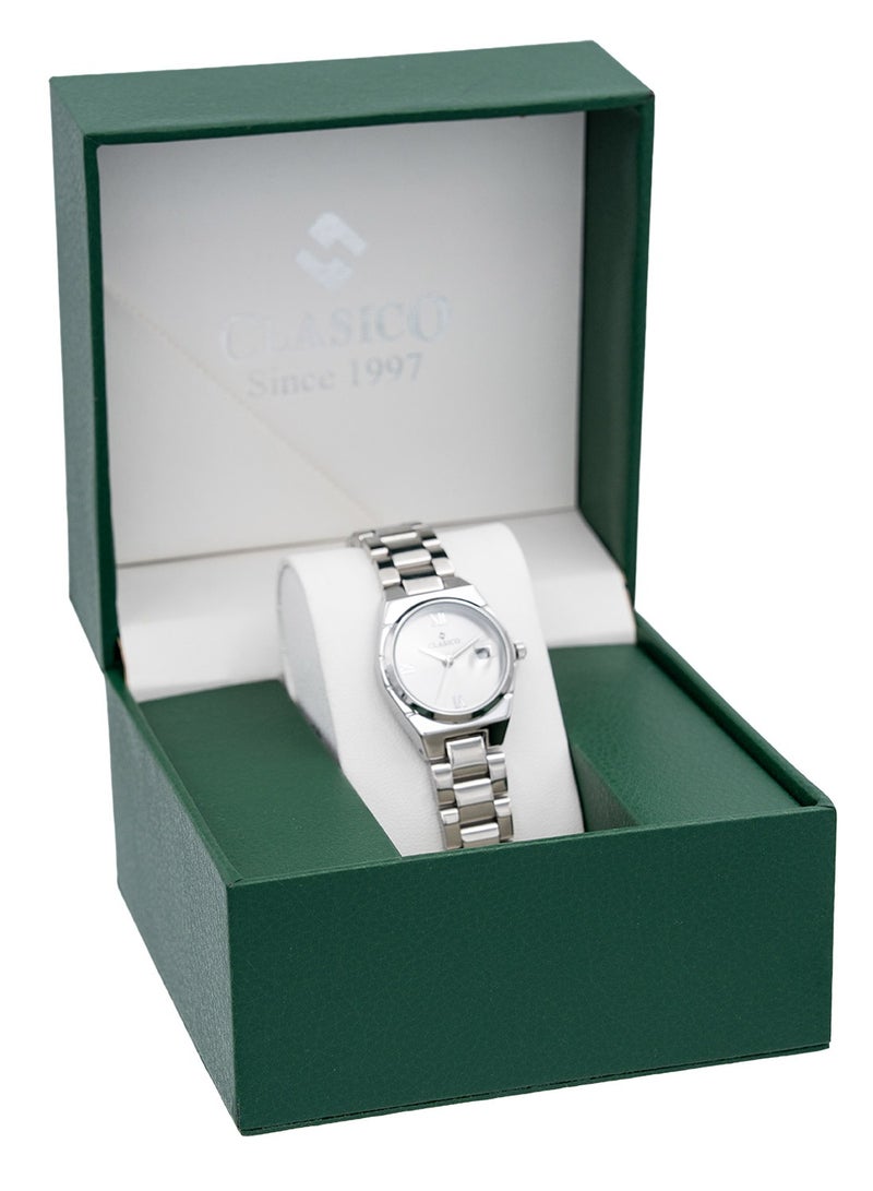 Clasico Elara Women Elegant Analog Watch 30mm – Silver Tone - Image 4