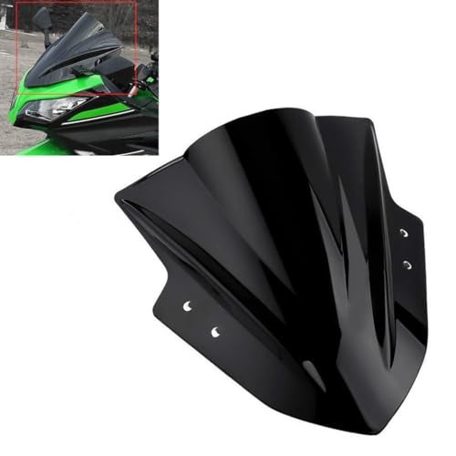 Amazicha Windscreen Windshield fit for Kawasaki Ninja 300 EX300R EX300 2013 2014 2015 2016 2017 (Black) Double Bubble Wind Deflector Screen - Image 2