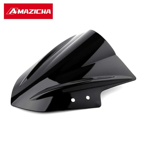 Amazicha Windscreen Windshield fit for Kawasaki Ninja 300 EX300R EX300 2013 2014 2015 2016 2017 (Black) Double Bubble Wind Deflector Screen - Image 3