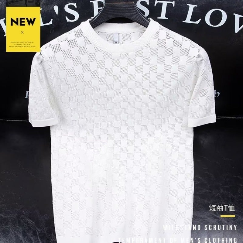 Trendy Spring Simple T-Shirt Youth Popular Five-point Sleeve Round Neck Urban Style Standard Ins Fashion Trendy Brand Trendy Men - Image 1