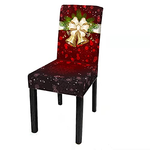 XMNTG XMNTG Christmas Chair Covers for Dining Room Printed Chair Covers Christmas Decor Stretch Removable Chair Covers Non Slip Washable Furniture Protector for Kitchen (6  Dark Red)  - Image 4