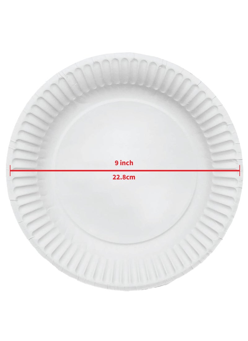 Sunny Your Bright Choice Disposable Paper Plates White Round 9 Inches, 100 Pieces  - Image 2