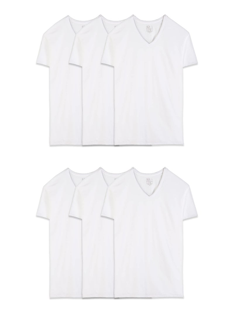 Fruit of the Loom mens Eversoft Cotton Stay Tucked V-neck T-shirt Base Layer Top, Regular - White 6 Pack, 3X-Large US - Image 1