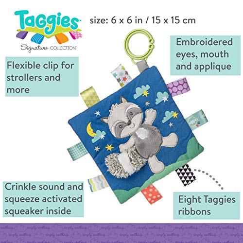 Mary Meyer Taggies Soothing Sensory Crinkle Me Toy with Baby Paper and Squeaker, Harley Raccoon, 6.5 x 6.5-Inches - Image 4