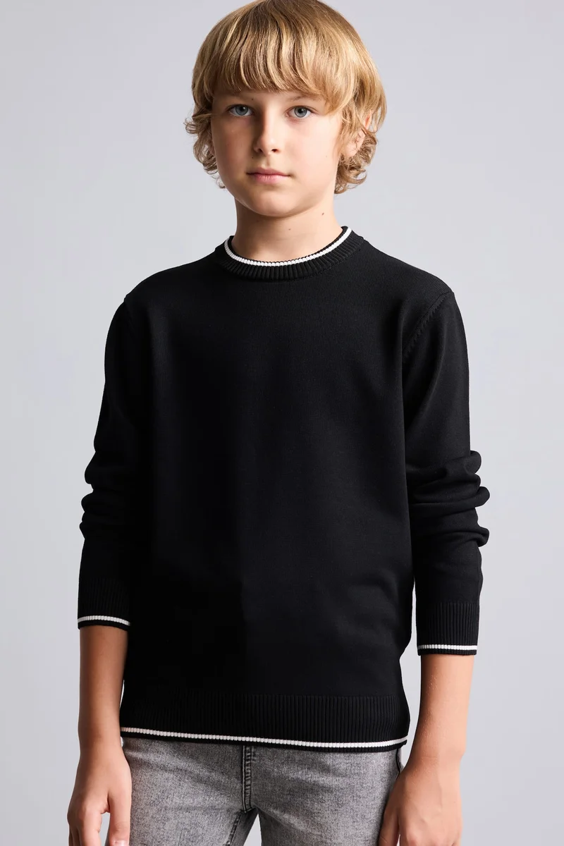 ديفاكتو Boy Regular Fit Crew Neck Knit Pullover