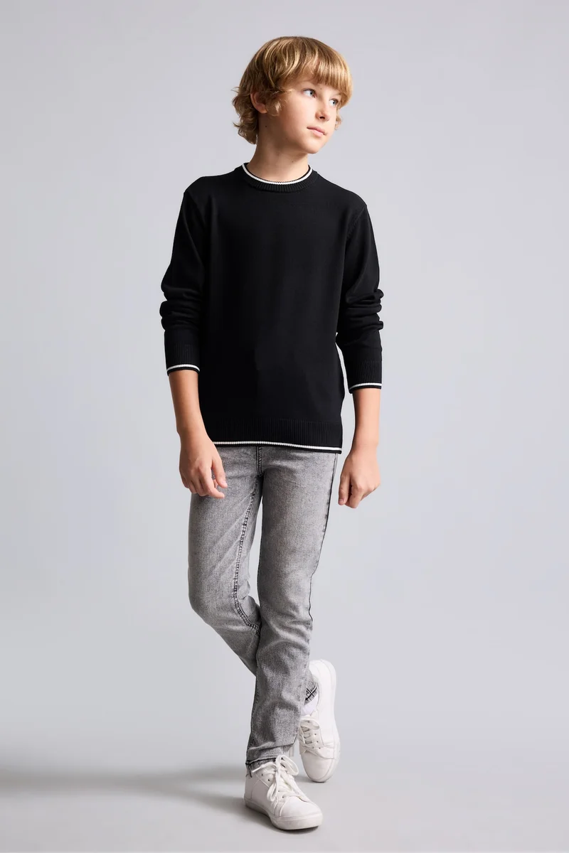 ديفاكتو Boy Regular Fit Crew Neck Knit Pullover