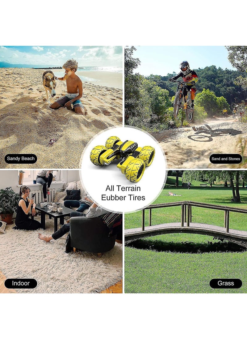 Swift Remote Control Car 4WD 2.4 GHz Electric Race Stunt Car 360 Double Side Flips RC Car 1:20 High Speed Off-Road Vehicle Radio Controlled Racing Car for Boys & Girls, Yellow  - Image 5