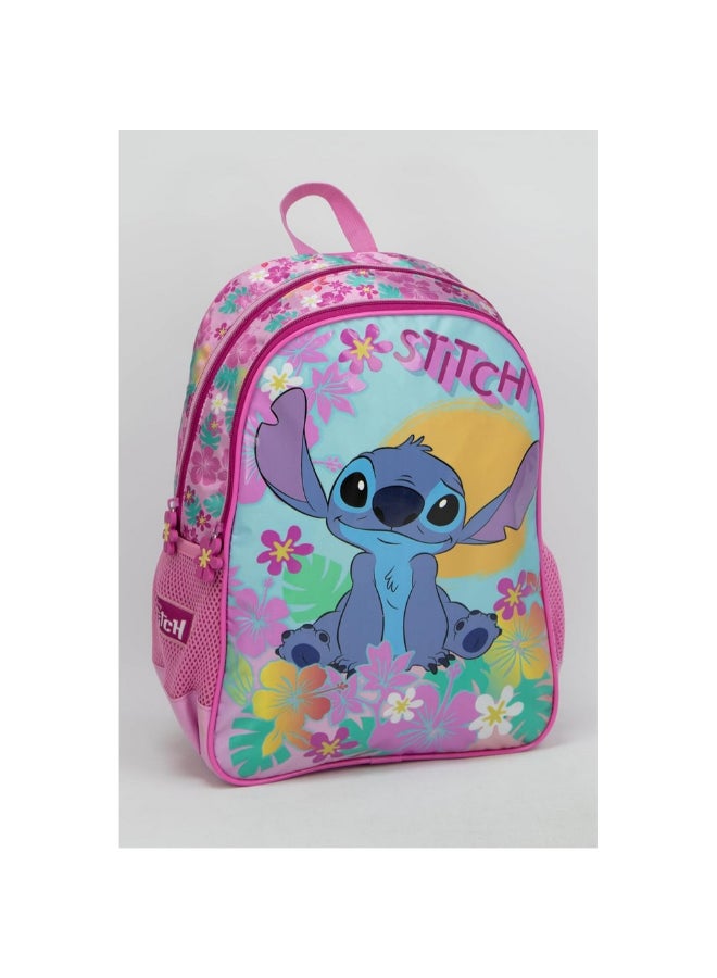 SunCe Disney Stitch 2-Compartment Zipper Closure School Backpack Pink and Blue 14.3 x 10.63 x 5.9 Inch SUNS-3071SCH  - Image 2