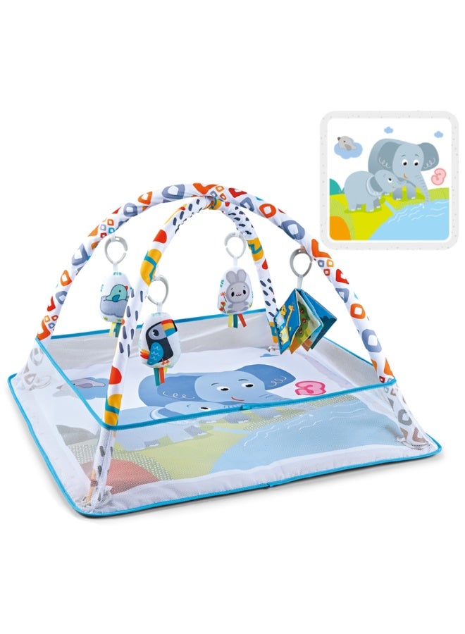 Factory Price Interactive Elephant Baby Play Gym / Play Mat with Bumper Net - Image 2