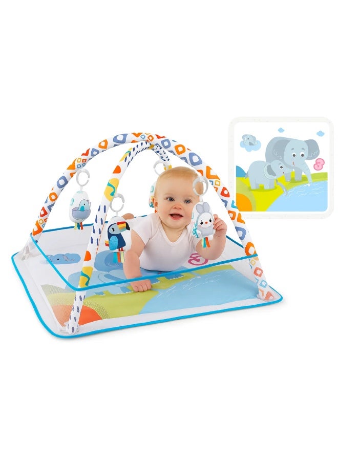 Factory Price Interactive Elephant Baby Play Gym / Play Mat with Bumper Net - Image 3