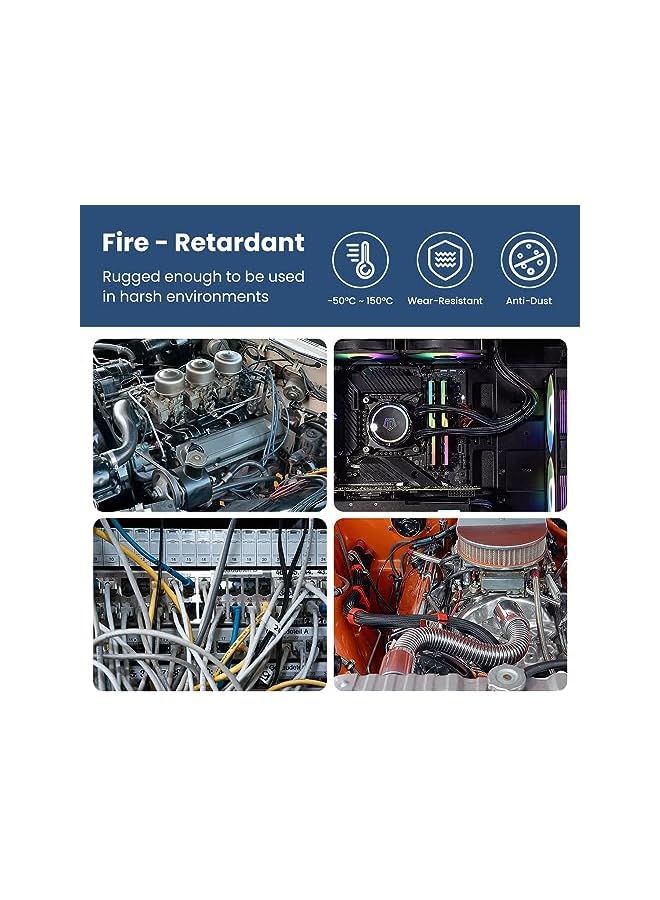 promass Cable Management, Cable Organizer, Cable Sleeve Self-Wrap Cord Hider, 10ft - 1/2 inch Wire Loom, Braided Wire Sleeves with Reusable Cable Ties Cord Organizer for TV PC Home Theater Automobile - Image 4