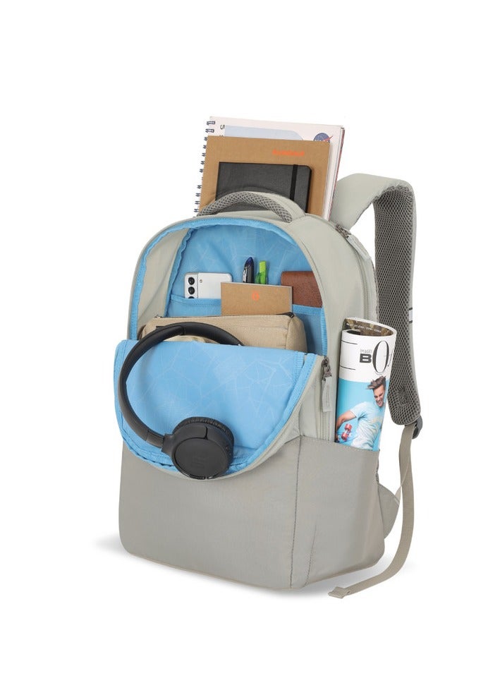 Bounce Backpack 27L Capacity, Polyester, Beige|15.6" Laptop Compartment|Padded Shoulder Strap|Humidity Resistance|Lightweight - 1 Year Global Warranty