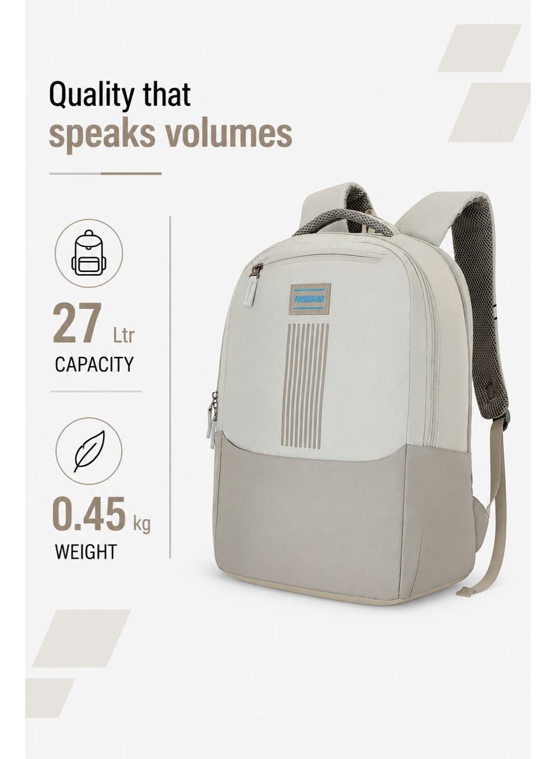 AMERICAN TOURISTER Bounce Backpack 27L Capacity, Polyester, Beige|15.6" Laptop Compartment|Front Pocket Compartment|Adjustable Padded Straps|Humidity Resistance|Bottle Holder|Ergo Back & Shoulder - 1 Year International Warranty - Image 4