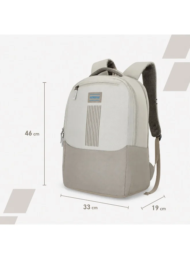 American Tourister Beige Bounce Backpack 27L Capacity, Polyester, Beige|15.6" Laptop Compartment|Front Pocket Compartment|Adjustable Padded Straps|Humidity Resistance|Bottle Holder|Ergo Back & Shoulder - 1 Year International Warranty  | Best Price UAE