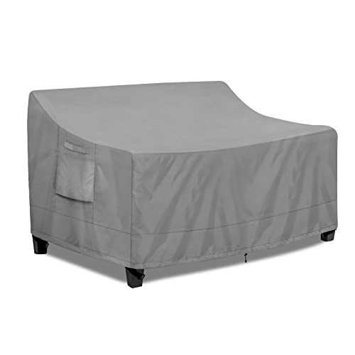 غطاء أريكة خارجية مقاوم للماء من بيور فيت لأثاث الفناء 2 مقعد مع فتحة هواء ومقابض 60W x 35D x 35H بوصة رمادي