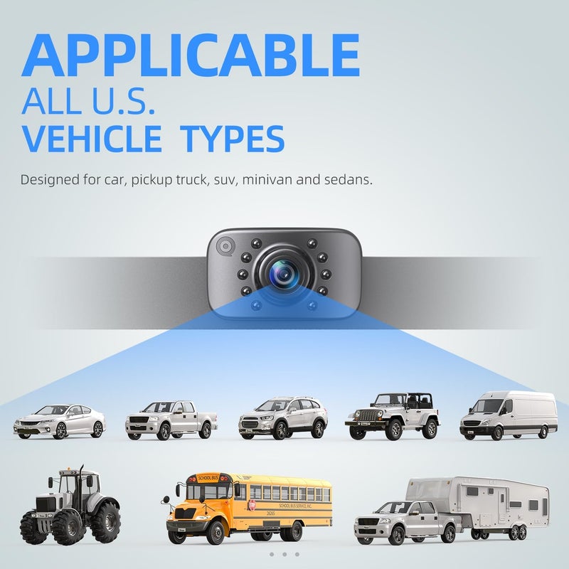 eRapta 7 LED Lights Night Vision Car Rear View Reversing Angle Design Backup Camera - Image 3