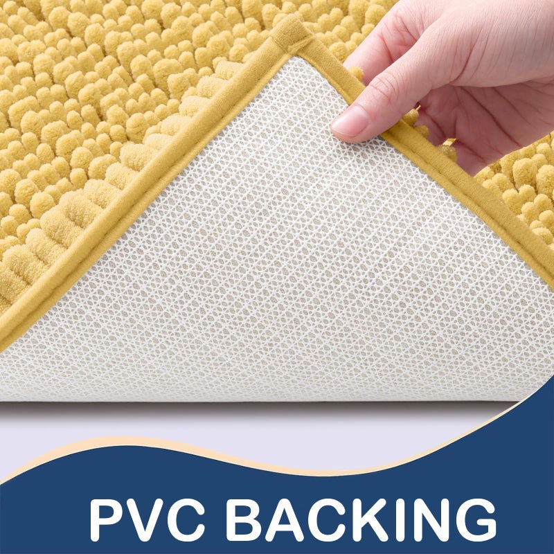 Arotive Luxury Chenille Bathroom Rug Mat  Extra Soft Thick Absorbent Shaggy Bath Rugs  Non-Slip Machine Wash Dry Plush Bath Runner Mats for Bathroom  Shower  and Tub (44""x24""  Yellow) - Image 3
