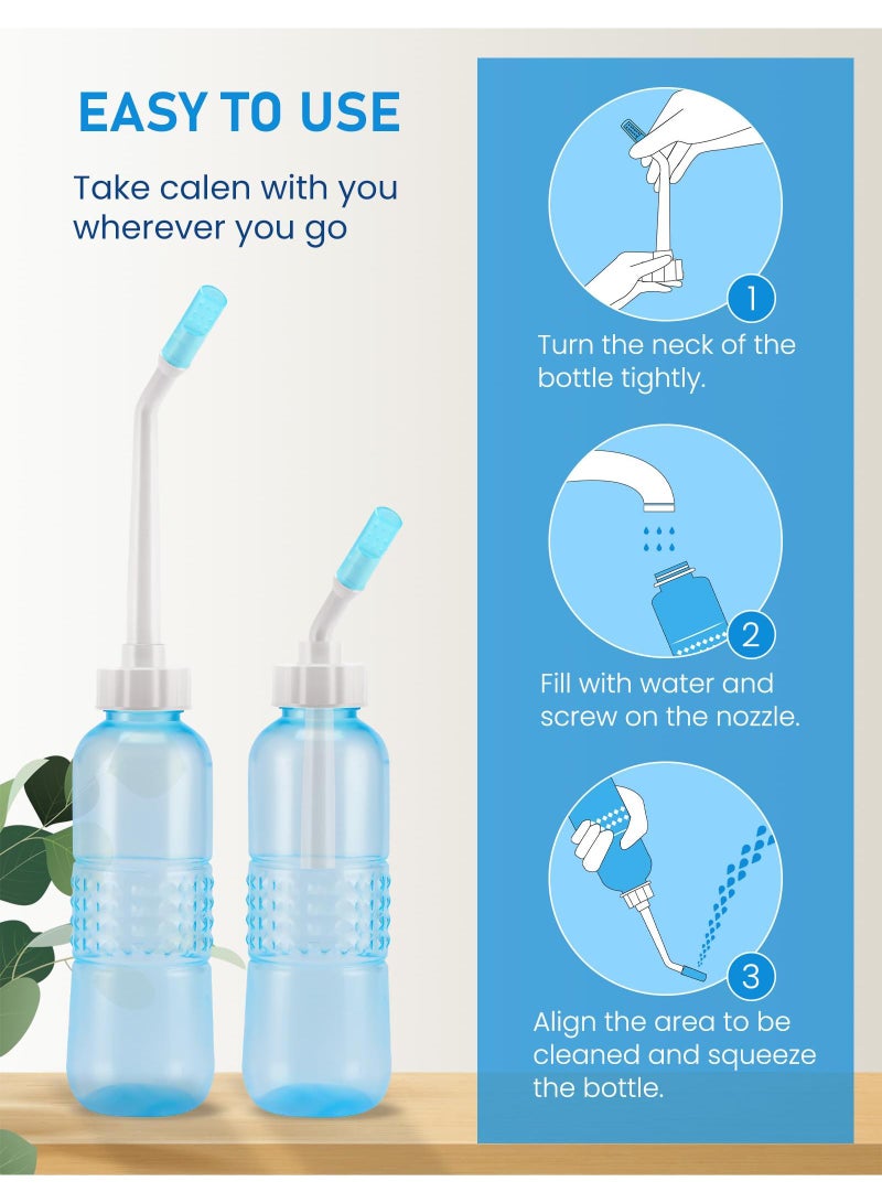 Sweet seven Large Portable Shattaf Bidet Bottle - Handheld Travel Toilet Spray - 560ml Seat Water Sprayer, Transparent Blue Bottle, with Silicone Travel Bidet - Image 4